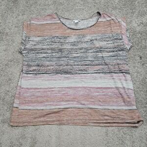 Collection L Womens Plus Size 20 Multicolor Striped Short Sleeve Knit Top 7201